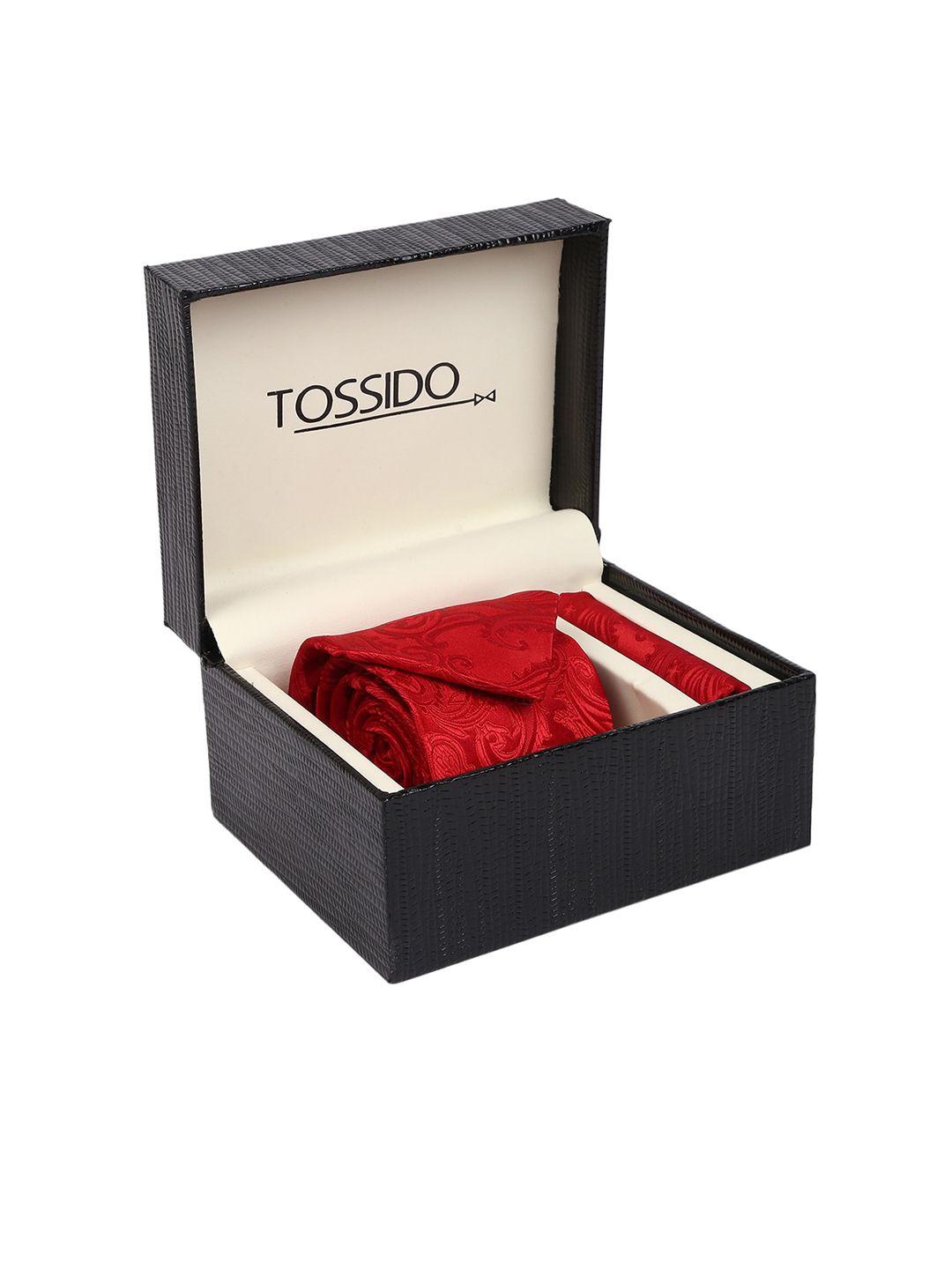 tossido men red printed accessory gift set