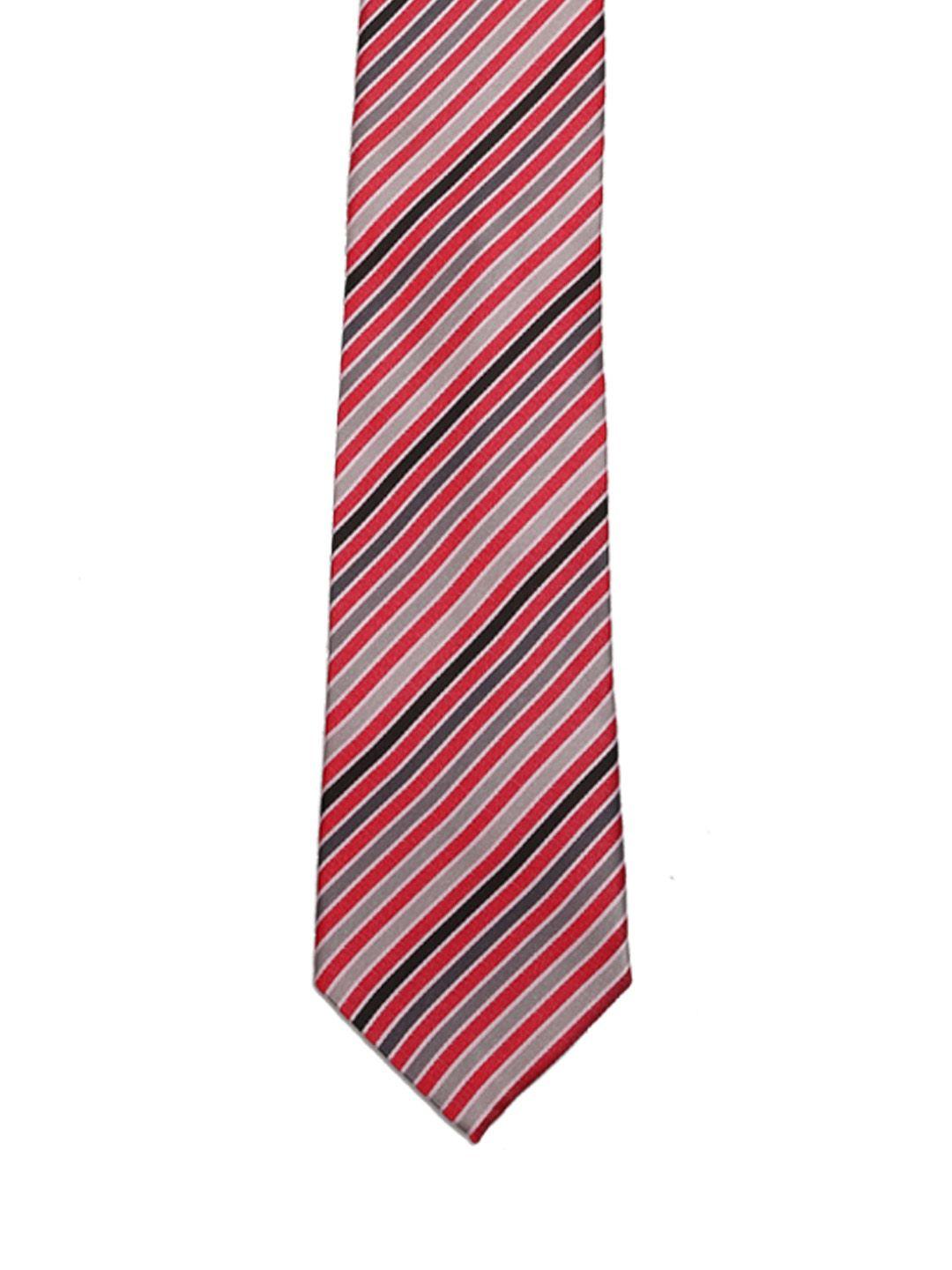 tossido men red woven design striped broad tie