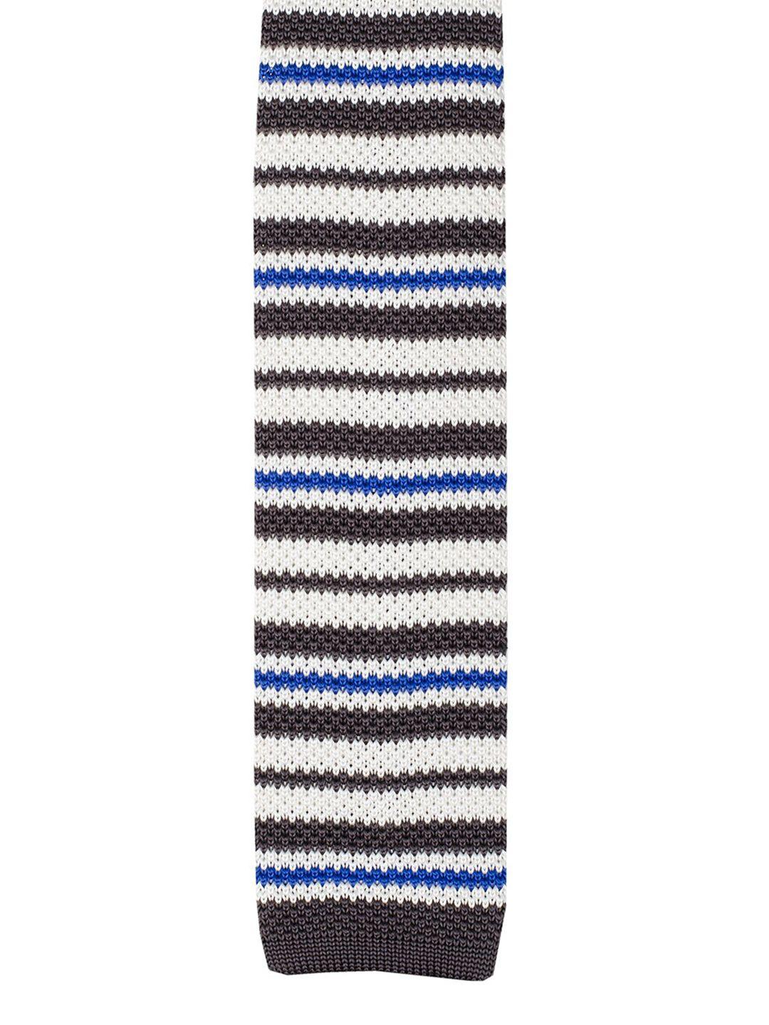 tossido men white & charcoal striped slim tie