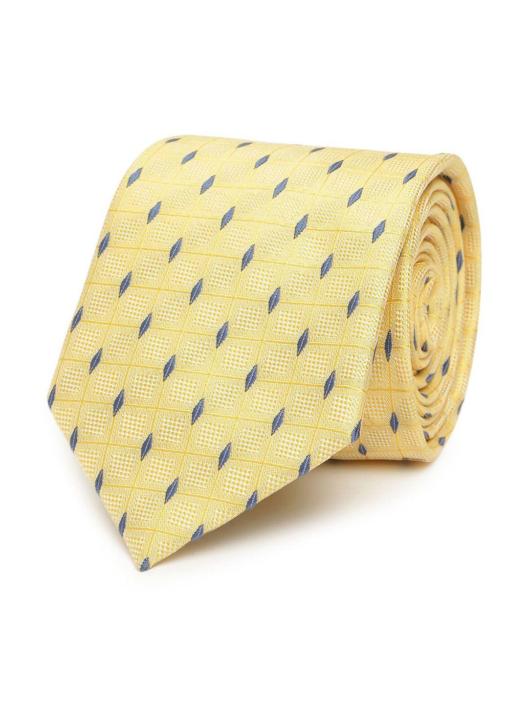 tossido men yellow & blue woven design broad tie