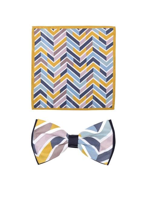 tossido multi striped printed bowtie and pocket square