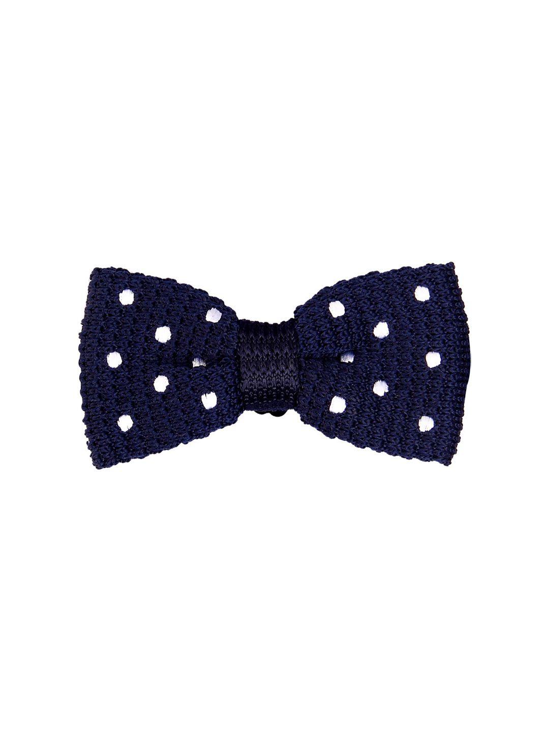 tossido navy blue & white knitted design bow tie
