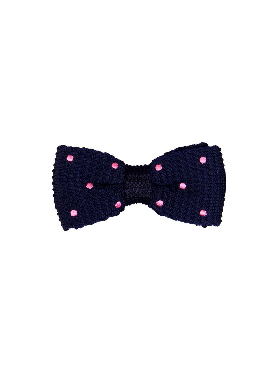 tossido navy blue woven design bow tie