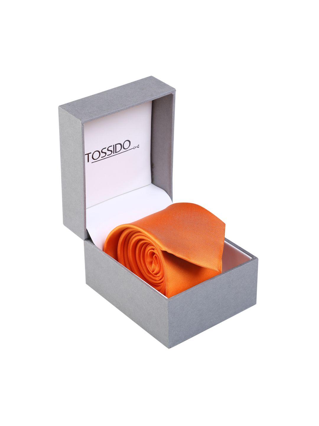 tossido orange solid skinny tie