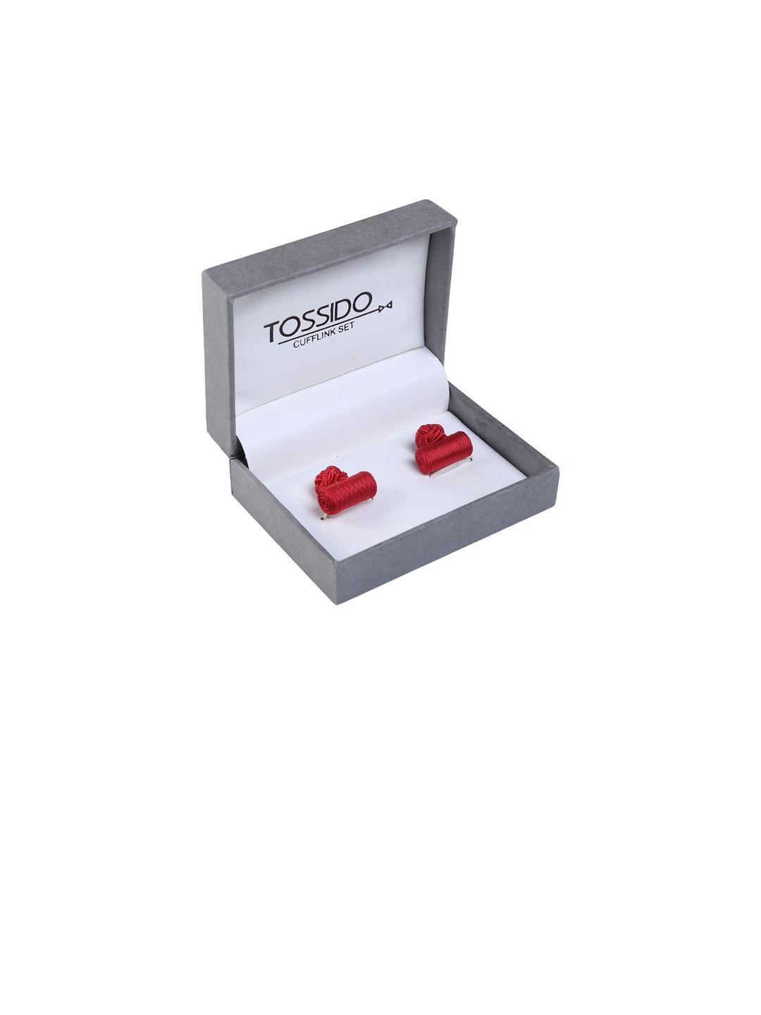 tossido red geometric cufflinks