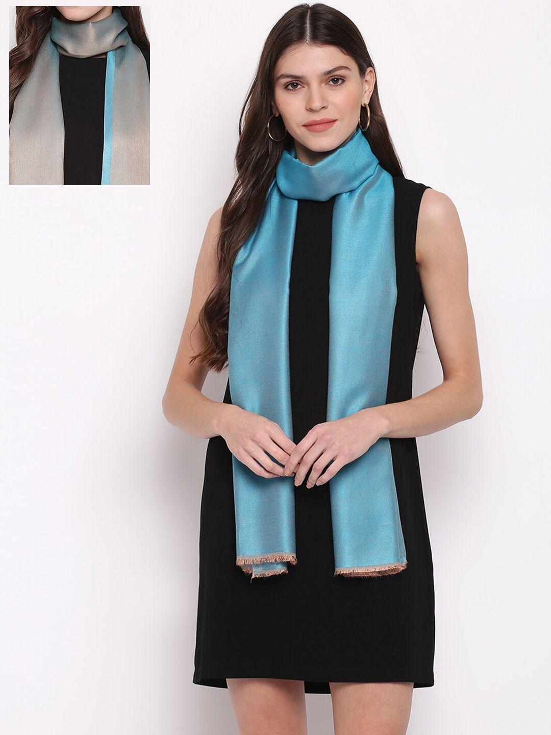 tossido unisex blue & grey solid two-tone reversible modal stole