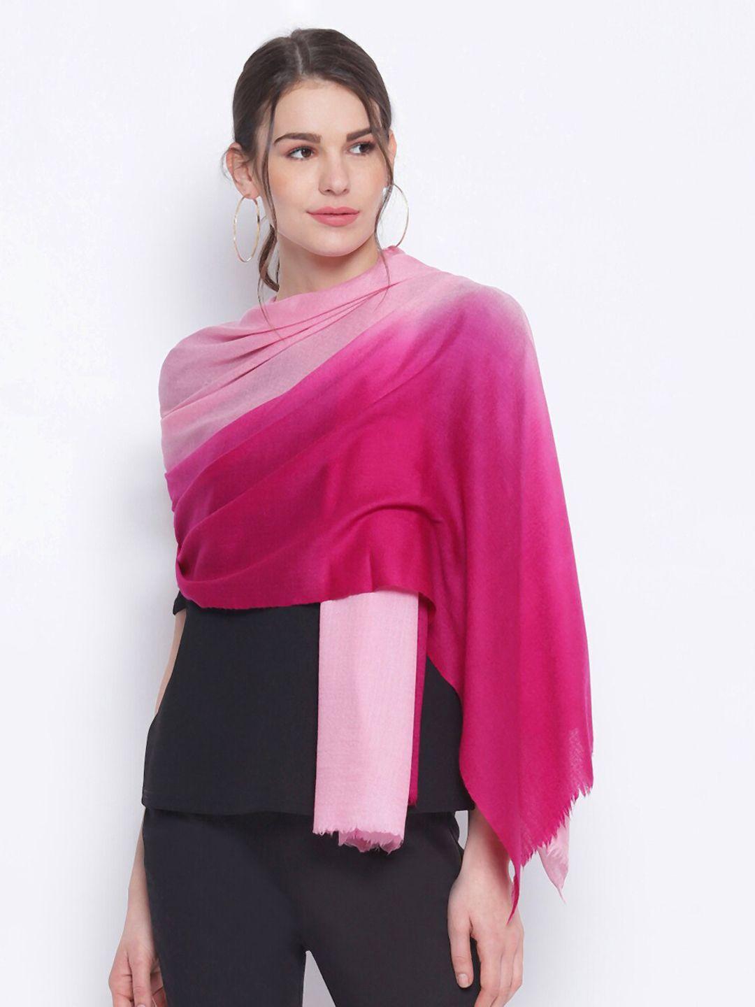 tossido unisex magenta & pink ombre pure cashmere wool stole