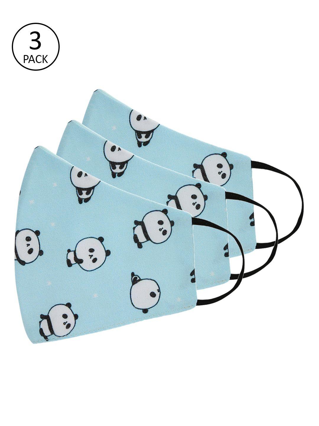 tossido unisex pack of 3 blue 3 ply premium cotton printed masks