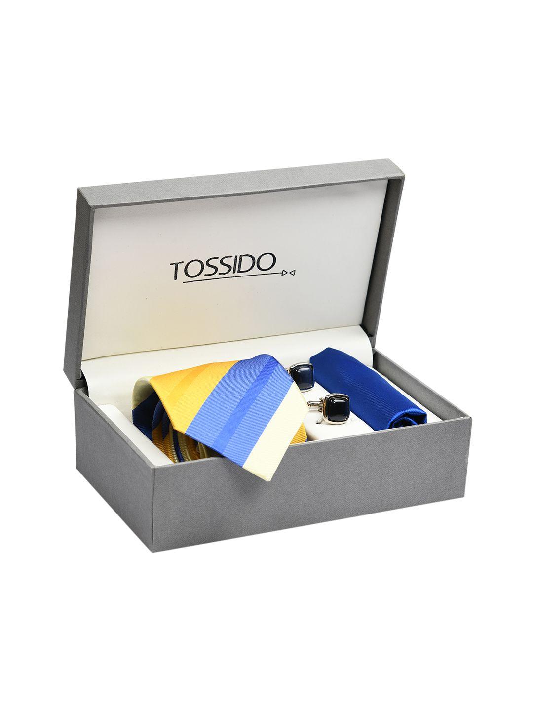 tossido yellow, white & blue men accessory gift set