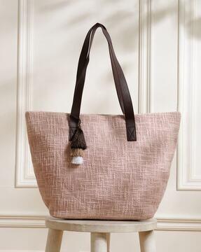 tote bag with dual handles & tassels