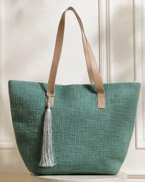 tote bag with dual handles & tassels
