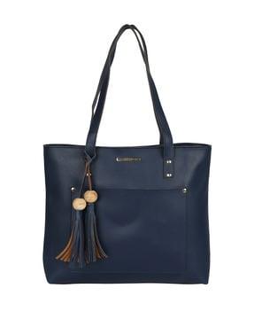 tote bag with leather tassels