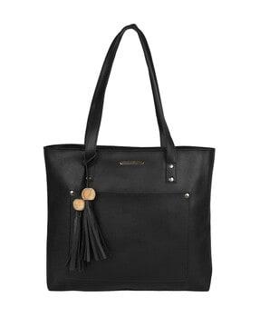 tote bag with leather tassels