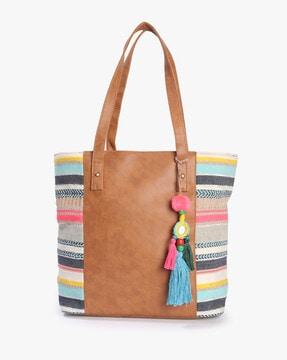 tote bag with stripe panels