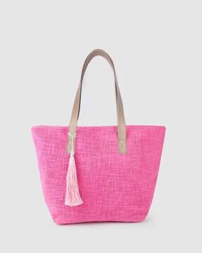 tote bag with zip closure & tassels