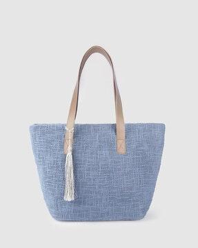 tote bag with zip closure & tassels