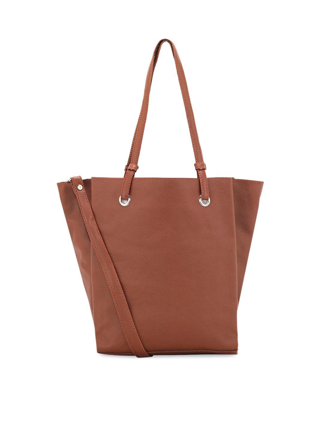toteteca brown pu oversized structured shoulder bag