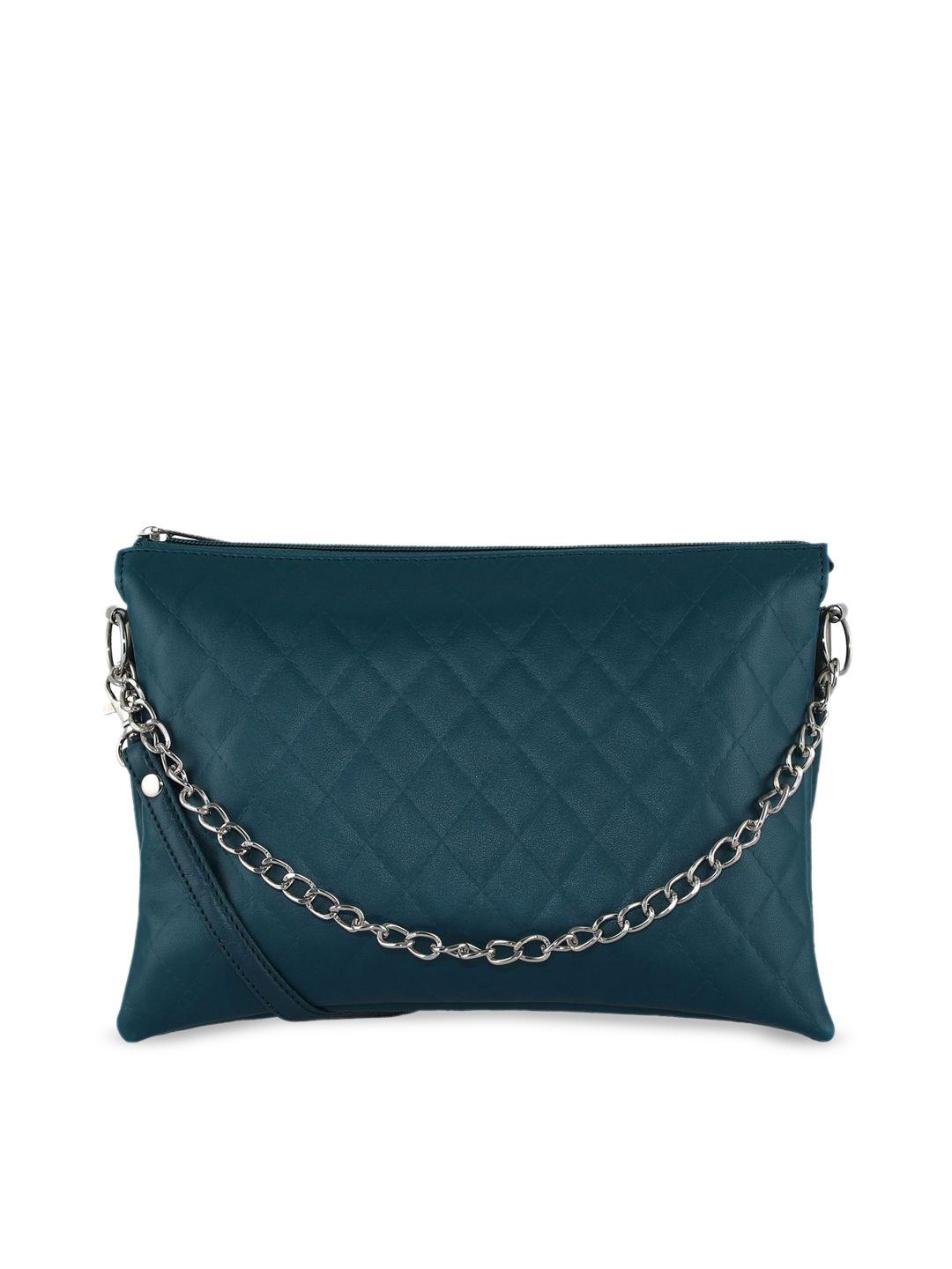 toteteca women teal textured pu structured quilted sling bag