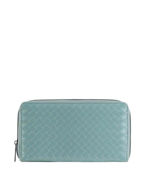 toteteca green textured zip around wallet for women