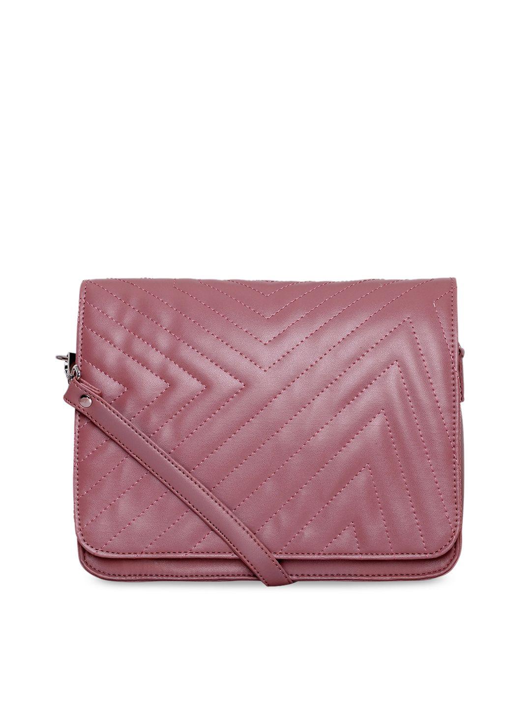 toteteca mauve textured pu oversized structured sling bag with quilted