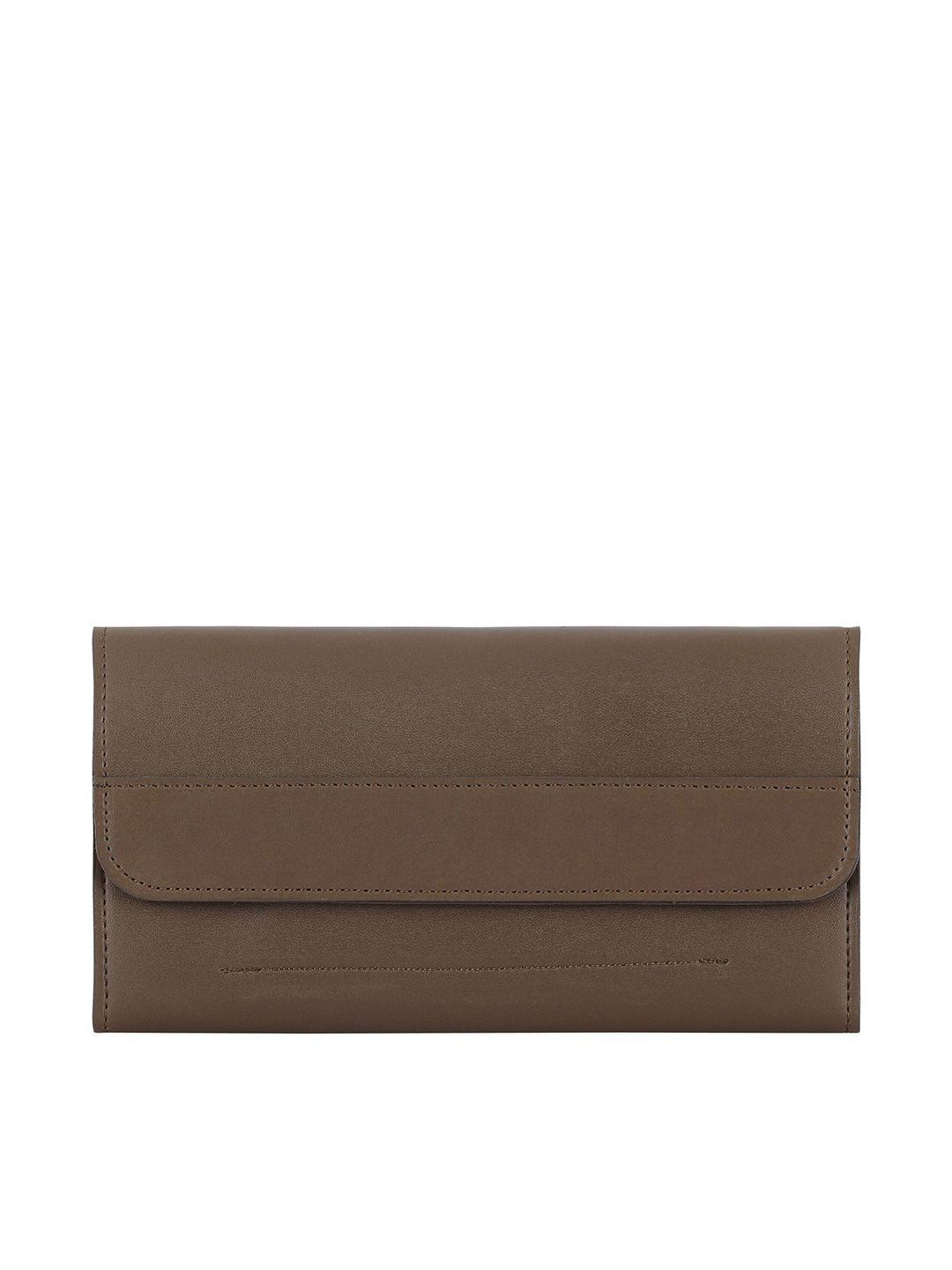 toteteca women beige & gold-toned pu two fold wallet