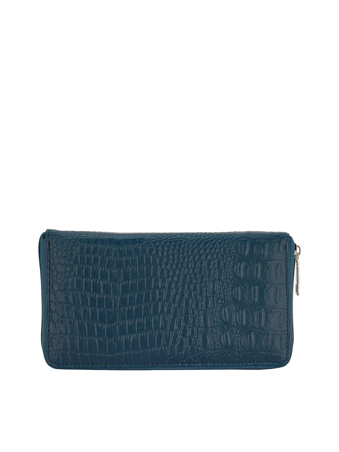 toteteca women blue textured zip around wallet