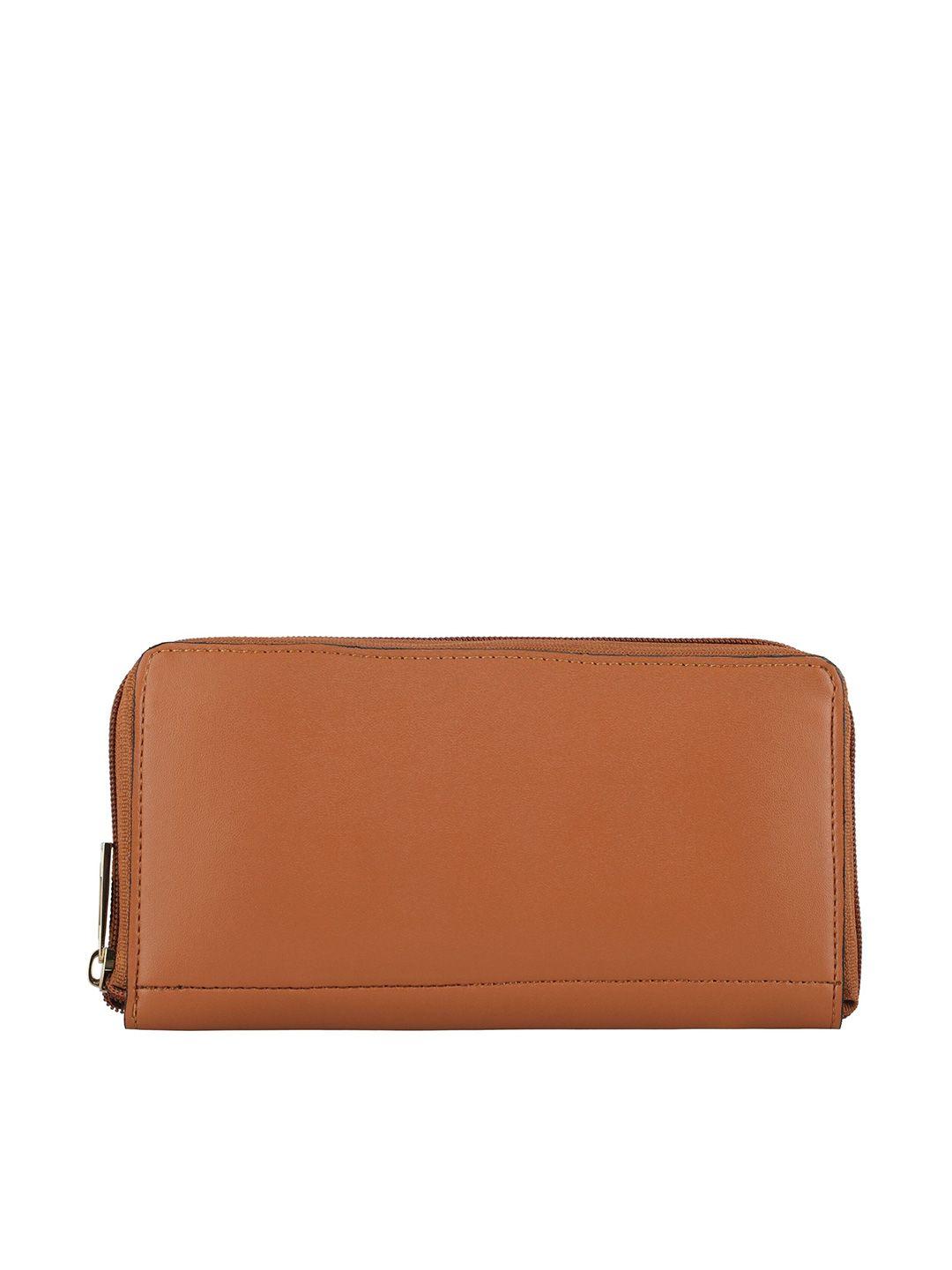 toteteca women orange pu zip around wallet