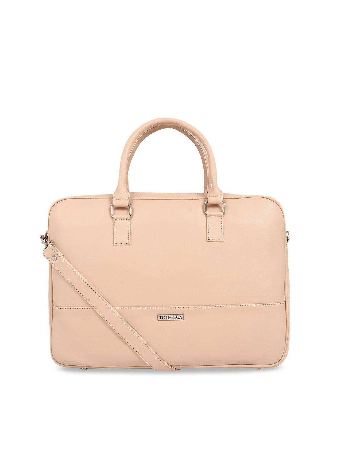 toteteca women peach-coloured solid laptop bag