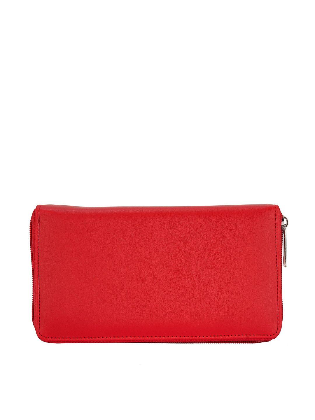 toteteca women red pu zip around wallet