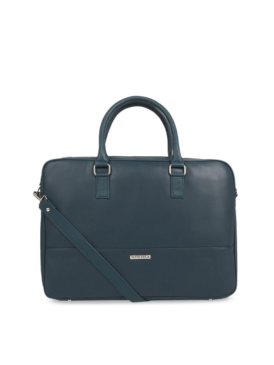 toteteca women teal blue solid laptop bag