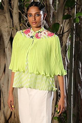 totia lime & white hand embroidered cape with top
