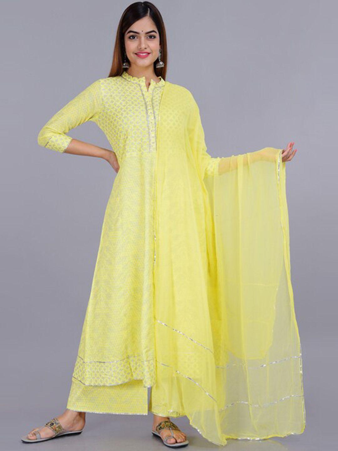 toulin ethnic motifs printed gotta patti kurta with palazzos & with dupatta