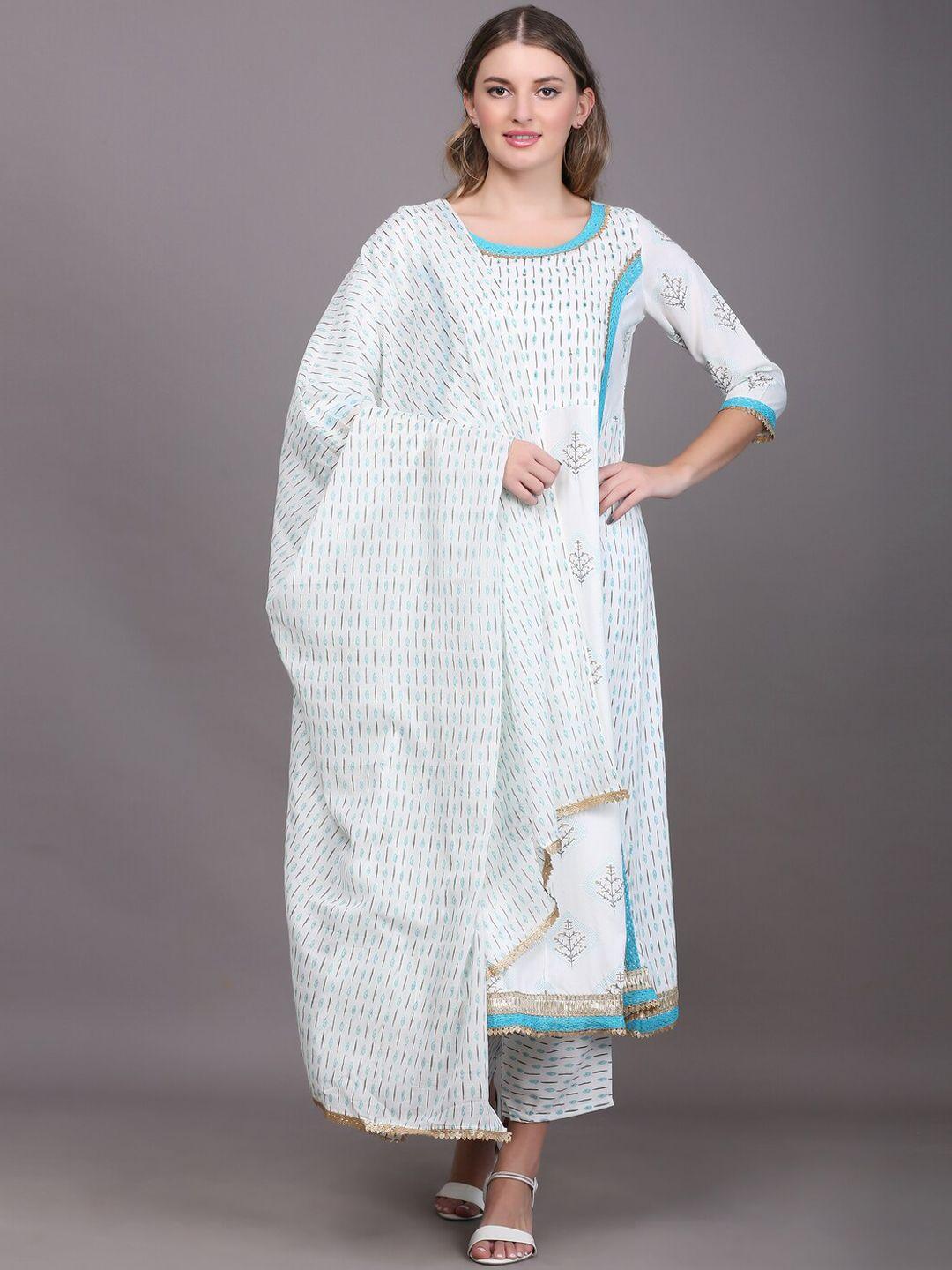 toulin women floral printed kurta with trousers & with dupatta