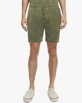toweling bermuda shorts with embroidery
