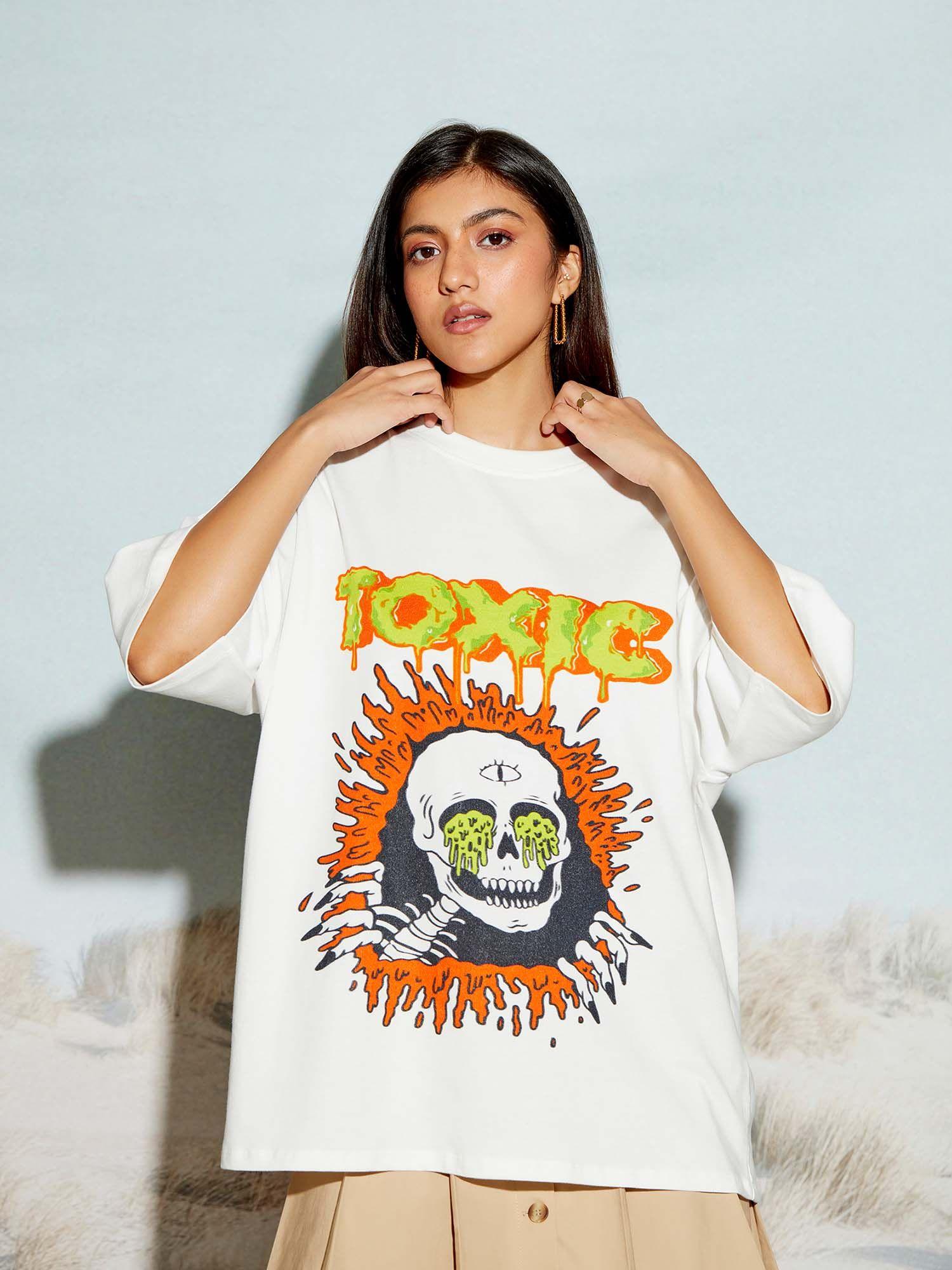 toxic unisex oversized white t-shirt