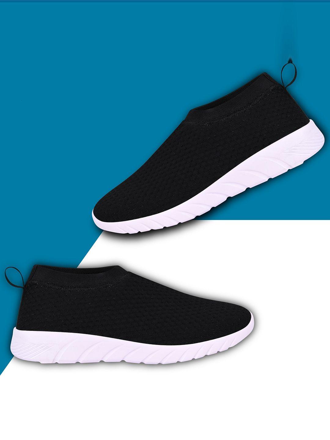 tpent women black woven design lightweight slip-on sneakers