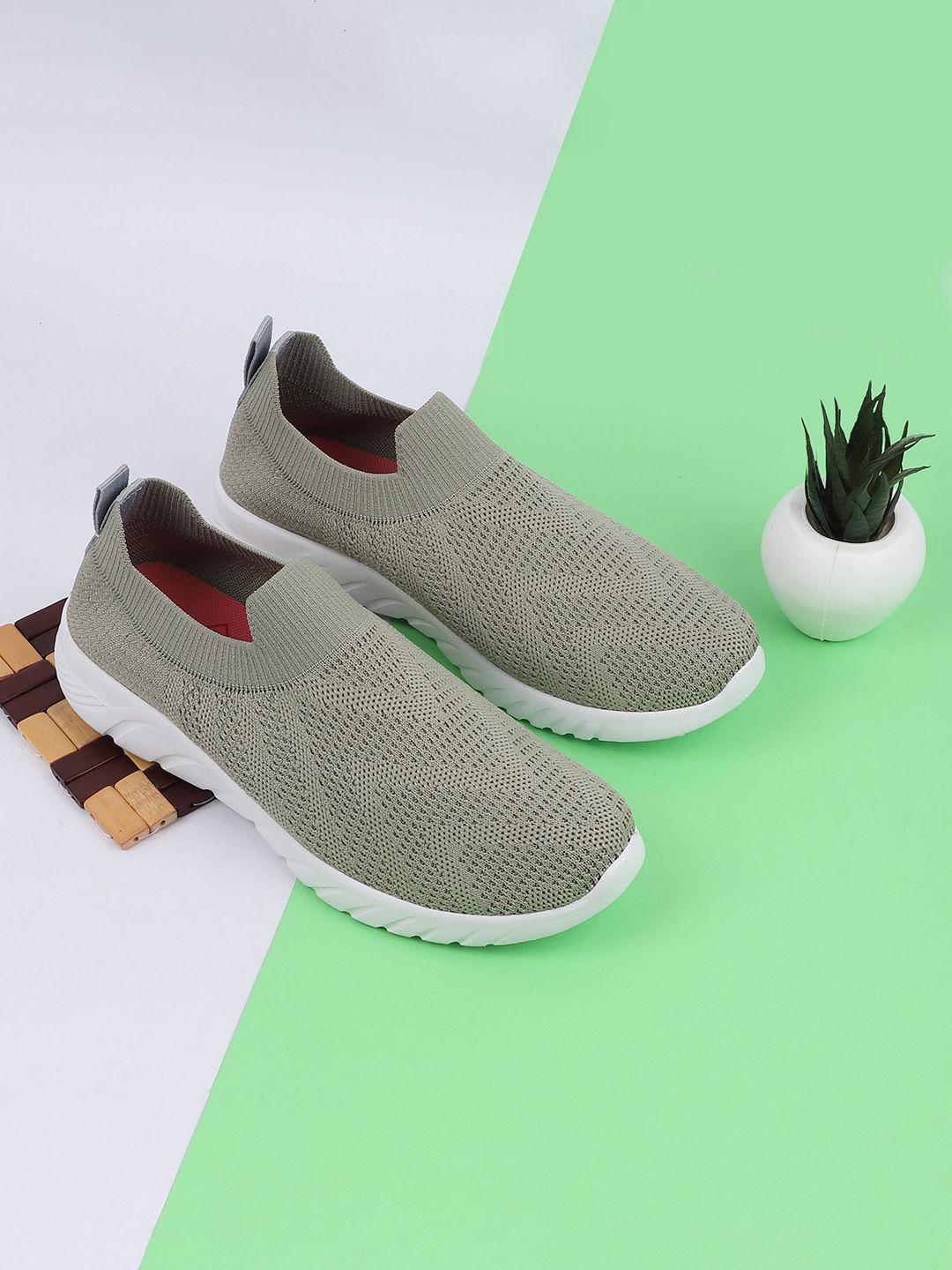 tpent women green woven design slip-on sneakers