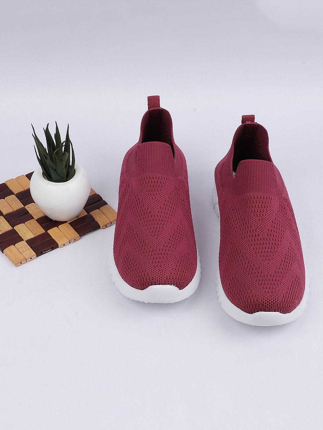 tpent women magenta woven design slip-on sneakers