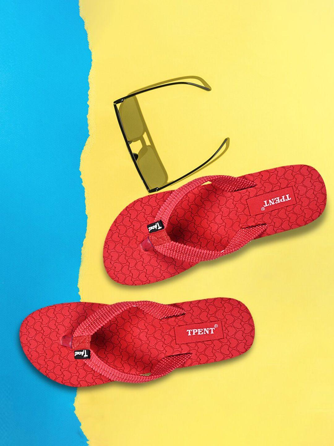 tpent women red & white rubber thong flip-flops