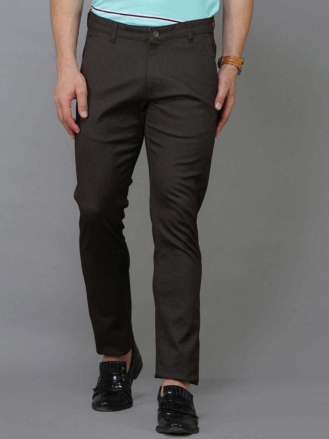 tqs men comfort mid-rise pure cotton trousers