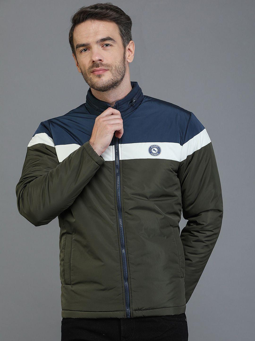 tqs colourblocked mock collar windcheater and water resistant bomber jacket