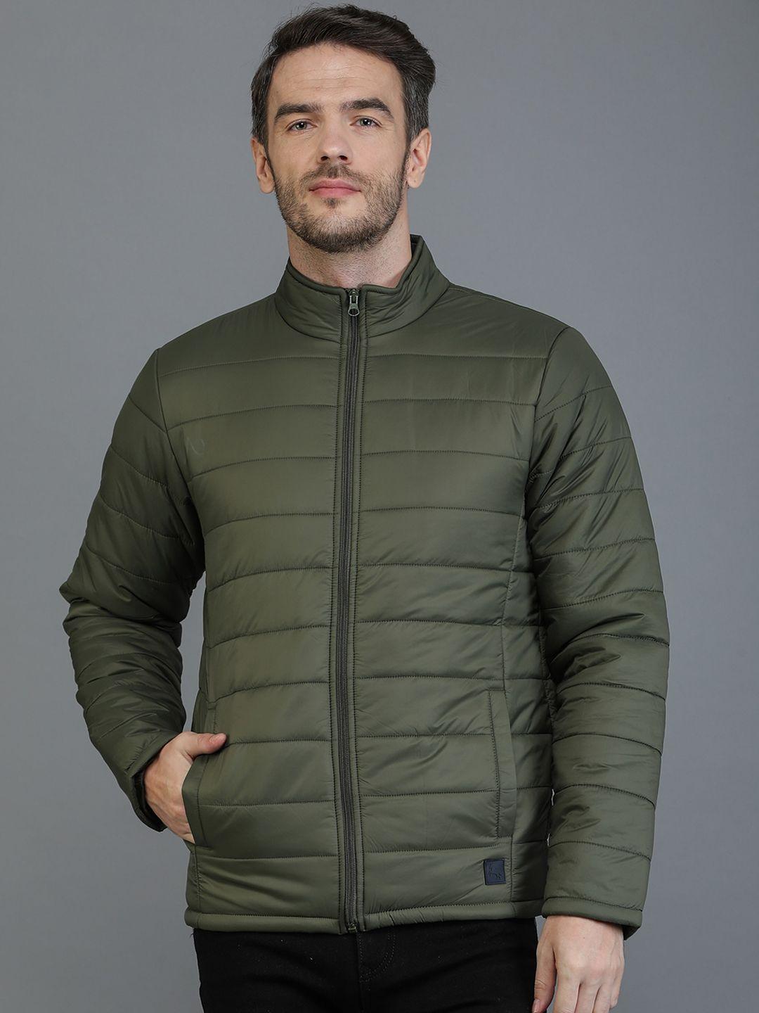 tqs men olive green windcheater and water resistant longline puffer jacket