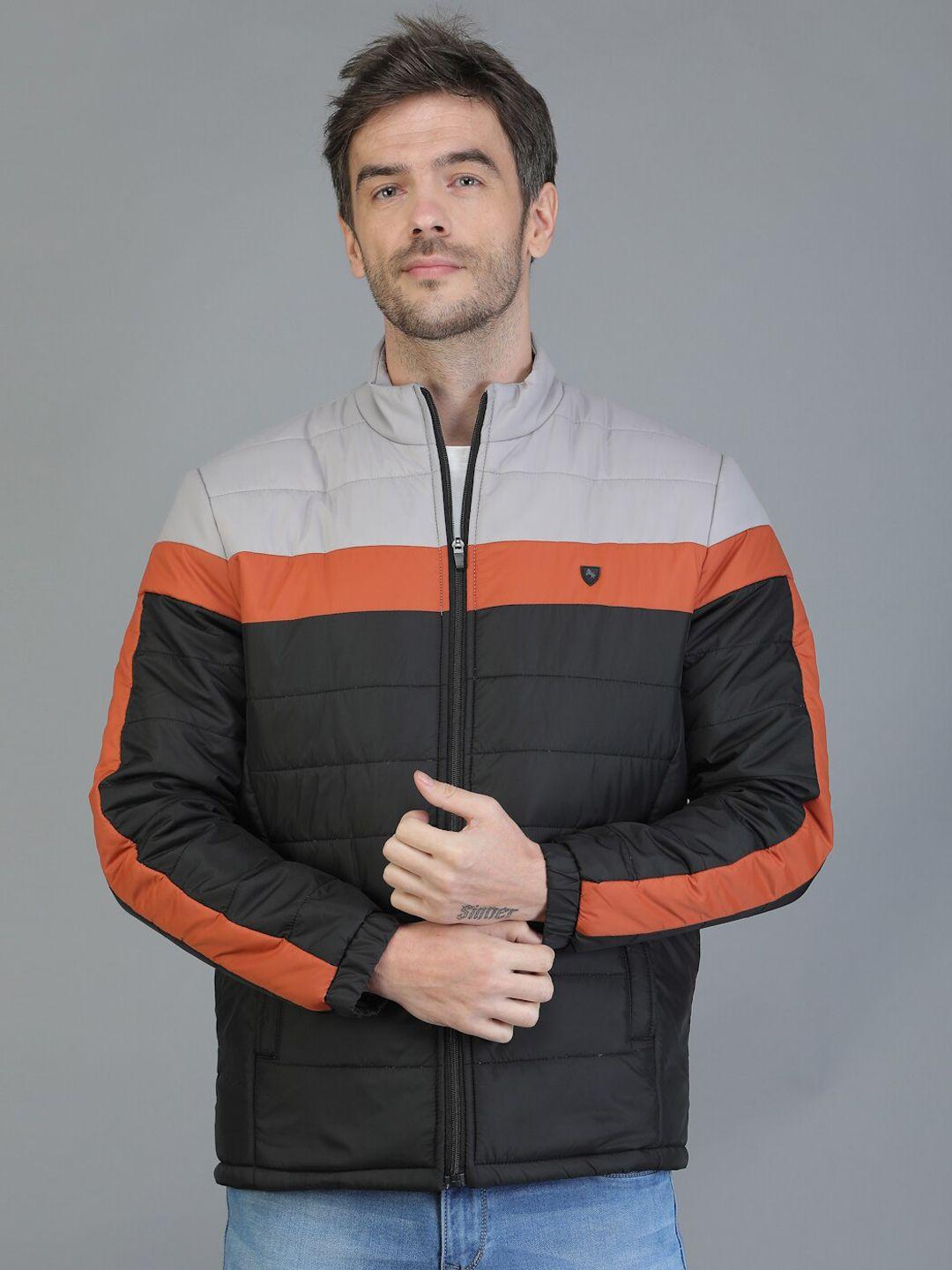 tqs men rust striped windcheater and water resistant longline bomber jacket