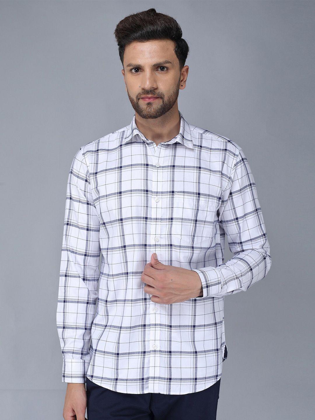 tqs men windowpane checked casual shirt