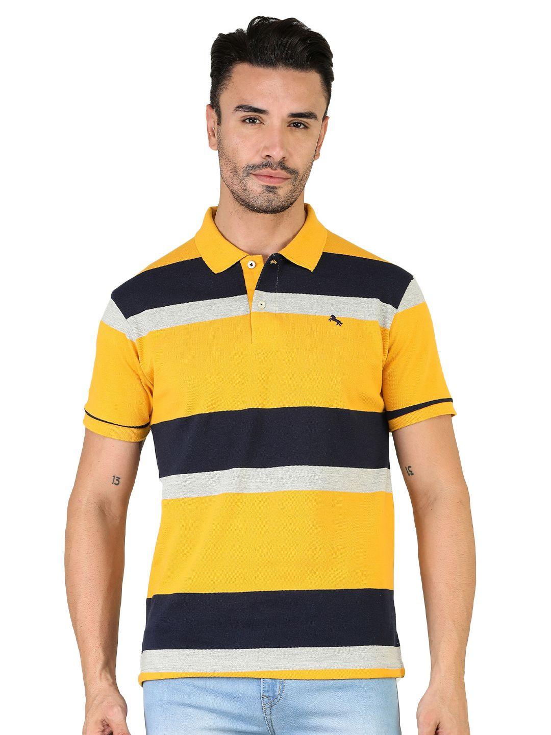 tqs striped polo collar cotton t-shirt