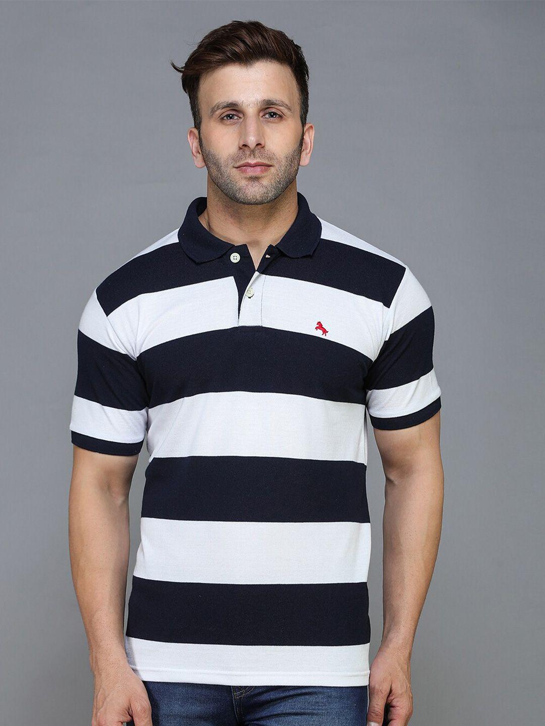 tqs striped polo collar regular fit pure cotton casual t-shirt