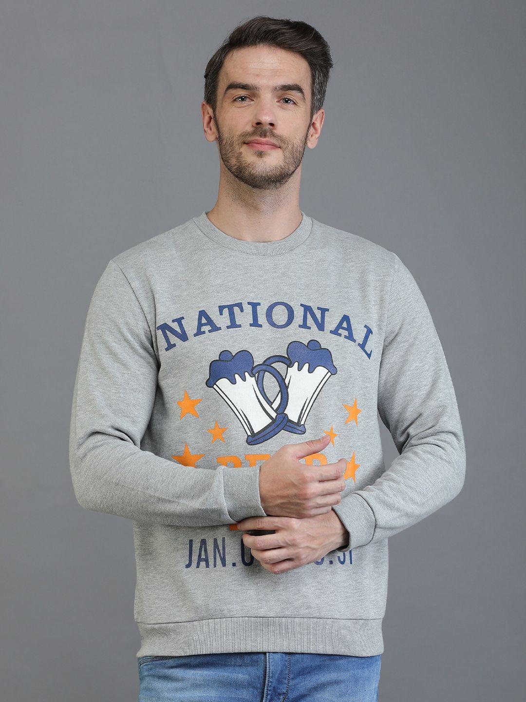 tqs typography printed fleece pullover sweatshirt