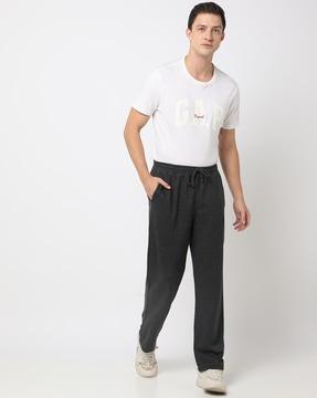 track pants with brand embroidery
