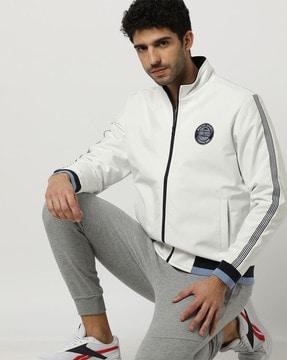 track jacket with chest logo applique