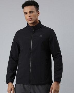 track jacket with ribbed hem